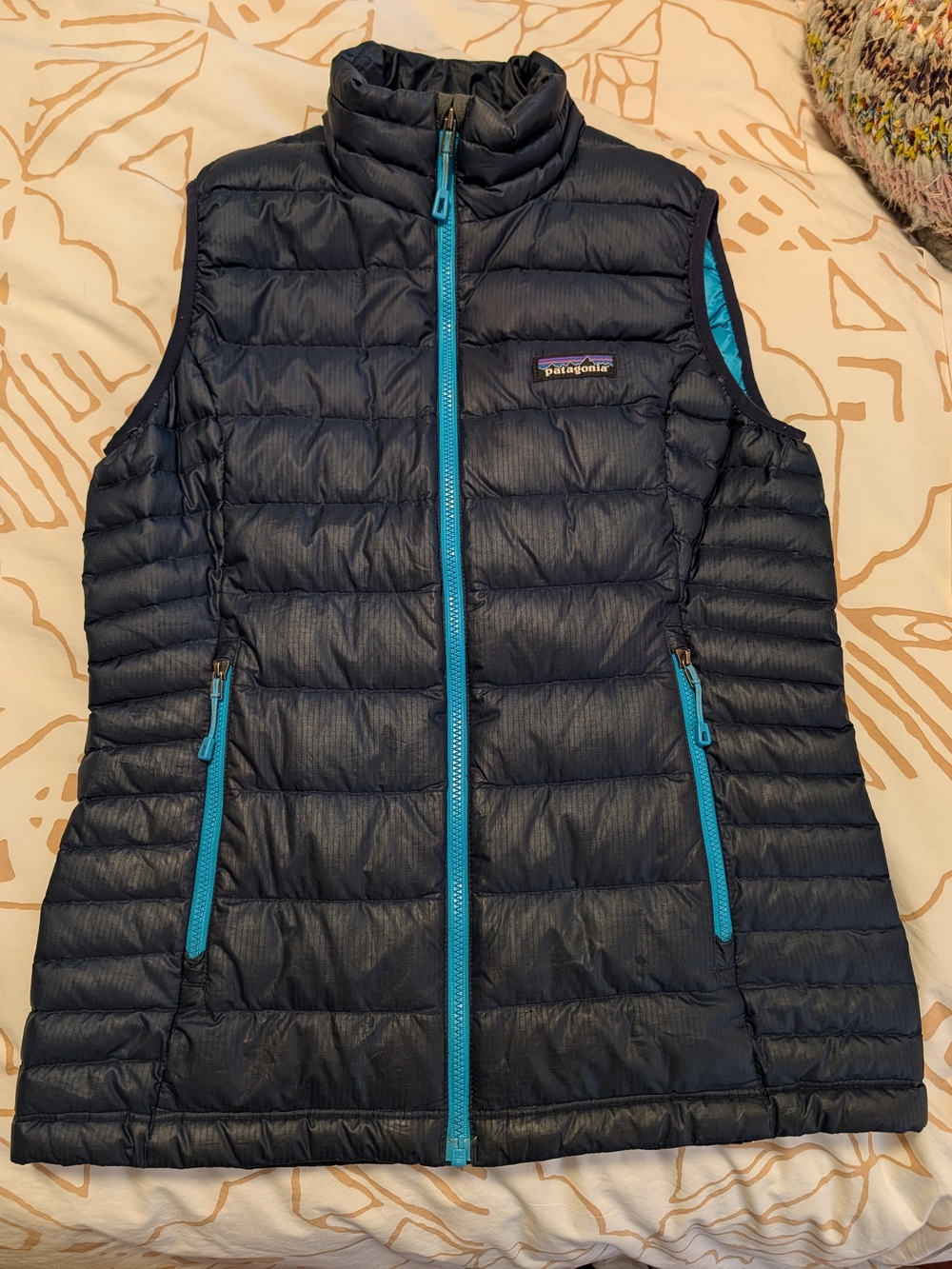 Pataognia Blue Down Vest Size XS
